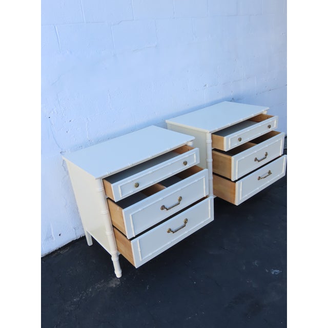 Thomasville Hollywood Regency Faux Bamboo Nightstands Bedside Tables a Pair 6644 For Sale - Image 16 of 18