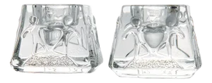 Crystal Glass Candleholders from Orrefors, Sweden, Set of 2