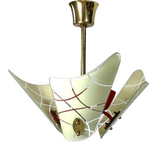 Italian Atomic Mid-Century Modern Small 3-Arm Chandelier For Sale