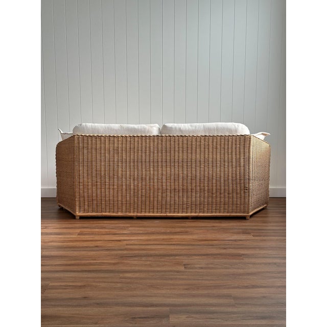 White Vintage Brown Jordan Braided Wicker Sofa For Sale - Image 8 of 18
