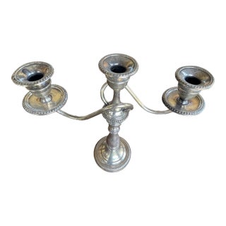 Antique Sterling Silver Candelabra Three Piece Stamped For Sale