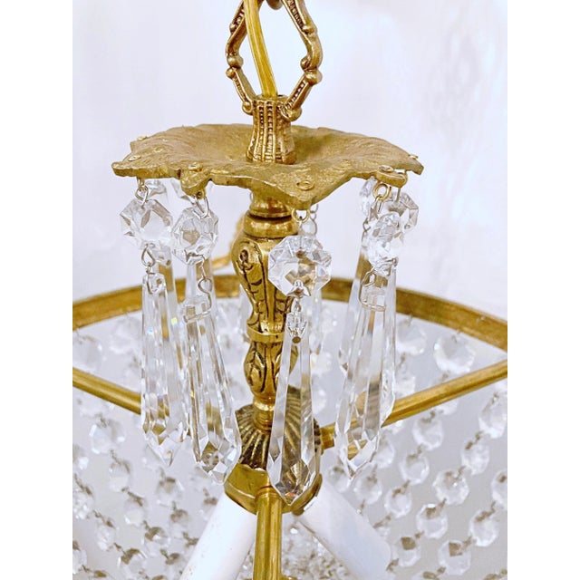 Brass 1960s Italian Brass Basket Chandelier For Sale - Image 8 of 10