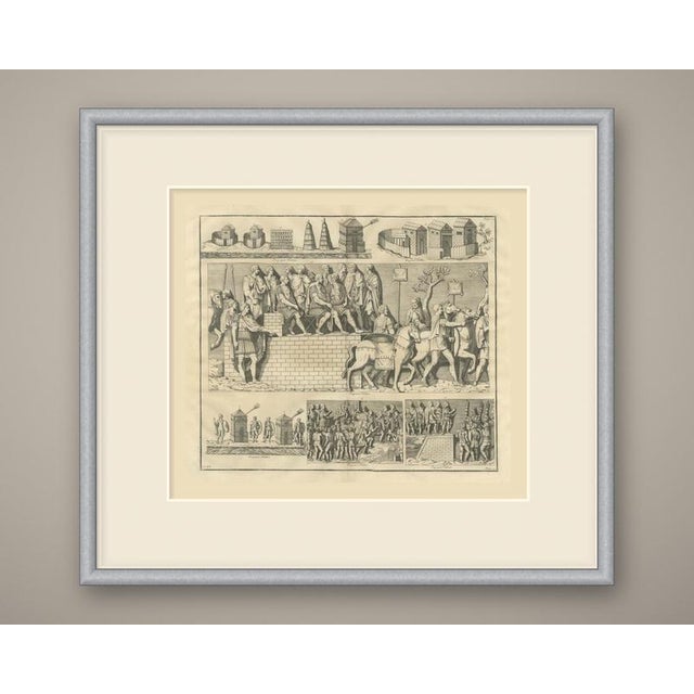 This is an original antique copper engraving, uncolored, a double page folding plate from montfaucon's antiquity...