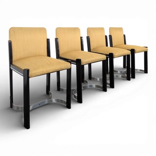 Italian Design Wood and Chrome Chairs, Set of 4 For Sale
