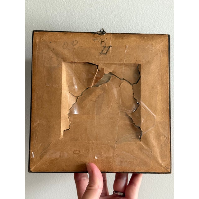 Wood Vintage Framed Bas Relief Carved Silhouette Cameo of a Woman For Sale - Image 7 of 7