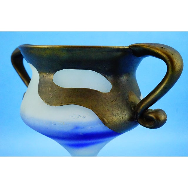 20th CenturyVase in Satin Glass and Galvanized Copper or Bronze by Filip Ravert, Bucharest, 1970s For Sale - Image 15 of 18