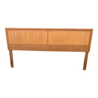 Mid 20th Century Mid-Century Modern Oak and Cane King Bed Headboard by Lane For Sale