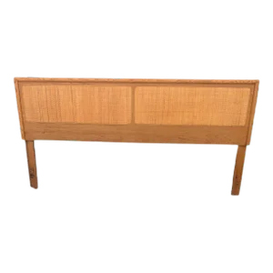 Mid 20th Century Mid-Century Modern Oak and Cane King Bed Headboard by Lane