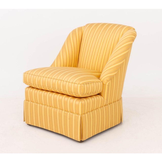 Baker Yellow Striped Silk Lounge Chairs, Pair For Sale - Image 9 of 13