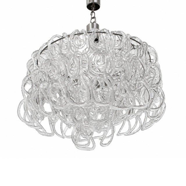 Giogali Clear Murano Glass Chandelier attributed to Angelo Mangiarotti for Vistosi, 1970 For Sale - Image 8 of 8