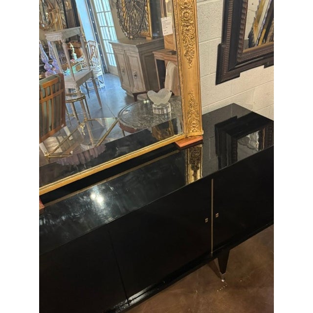 MCM Italian Art Deco Design Black Lacquered Sideboard For Sale In Dallas - Image 6 of 8
