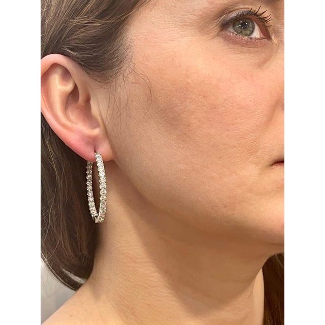 7.68 Carat Diamond Inside Out Hoop Gala Cocktail Earrings in 14 Karat White Gold For Sale - Image 9 of 18