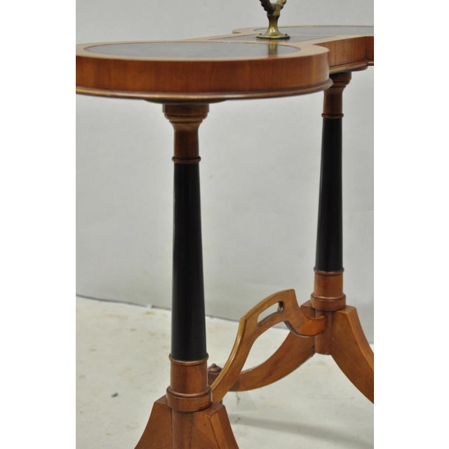 Vintage Weiman Heiroom French Empire Regency Style Black Leather Top Side Table For Sale - Image 14 of 17