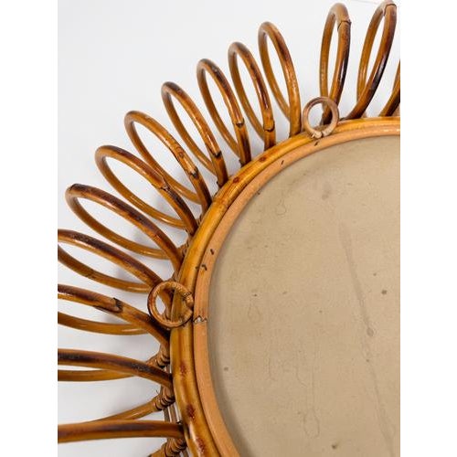 Mid-Century Modern Italian Sunburst Mirror in Rattan, Bamboo and Cane, 1960s For Sale - Image 12 of 18