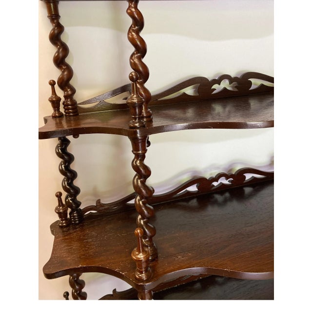 Wood 19th Century Walnut Barley Twist Bookcase Etagere For Sale - Image 7 of 10