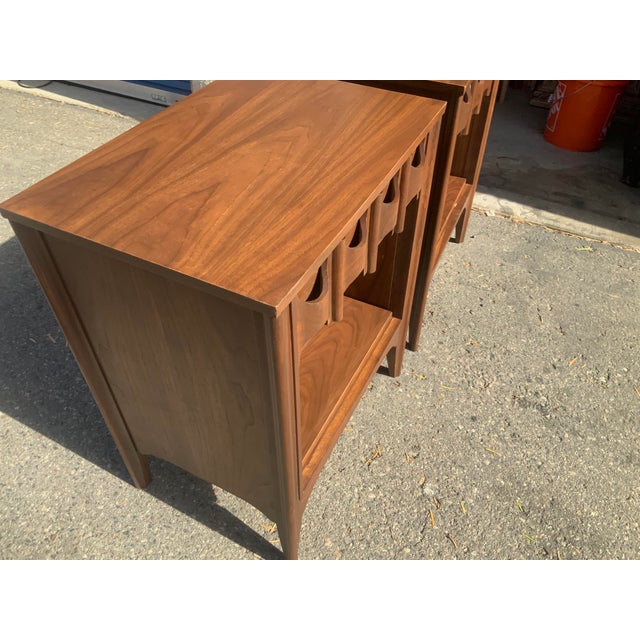 Mid Century Solid Walnut Nightstands - Pair For Sale - Image 4 of 10