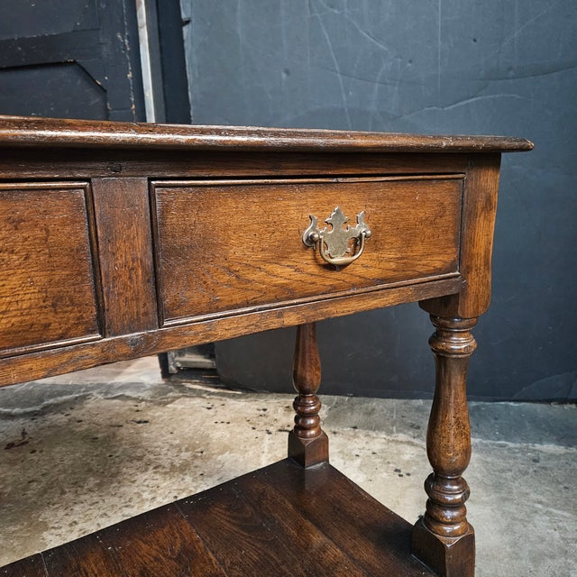 Late 20th Century Late 20th Century English Oak Bespoke Console Table With 2 Drawers For Sale - Image 5 of 14