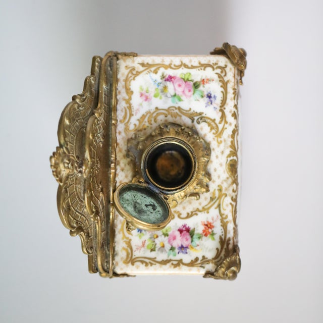 Sèvres French Porcelain & Gilt Bronze Inkwell Letter Holder, C. 1880 For Sale - Image 11 of 13