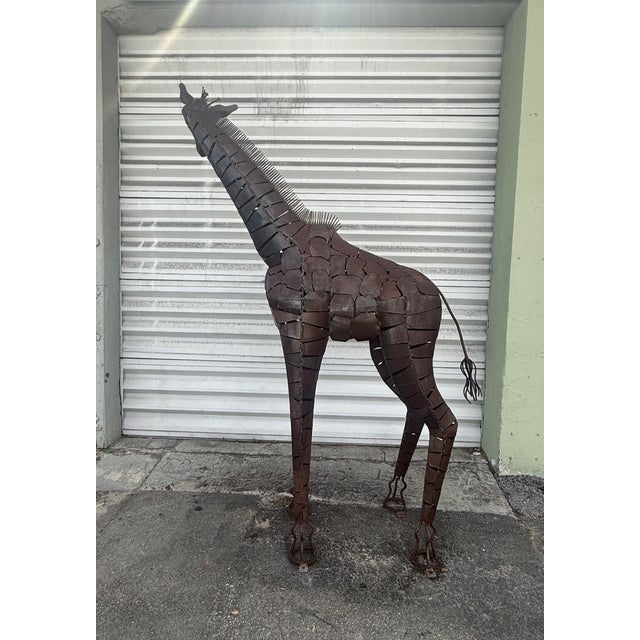 Metal Lifesize Welded Metal Giraffe . Great Garden Decor For Sale - Image 7 of 12
