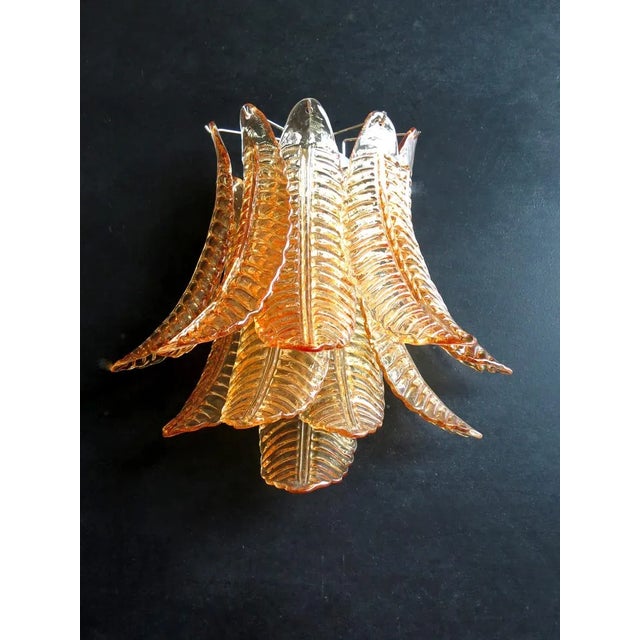 Murano Pair of Murano Six-Tier Felci Wall Sconce – 10 Amber Glasses For Sale - Image 4 of 7