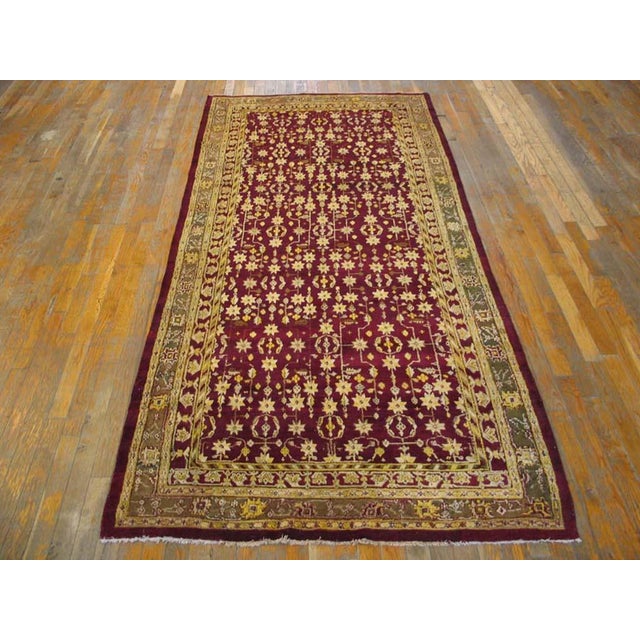 19th Century N. Indian Agra Carpet ( 4' x 8'5" - 122 x 264 ) This 1890 carpet from north India is patterned with stars...