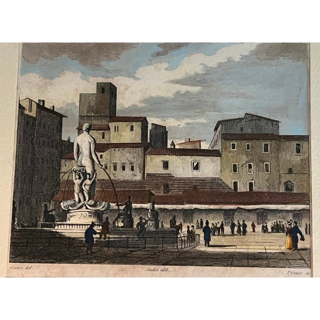Early 19th Century Italian Etching Fountain De Neptune, Florence, C. 1800 For Sale - Image 5 of 18