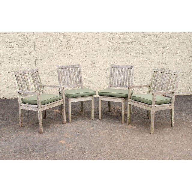 Gloster Teak Outdoor Patio Dining Table With Four Chairs For Sale - Image 17 of 18