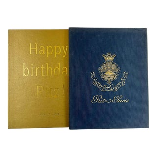 1990s Happy Birthday Ritz Paris: A Commemorative Publication Celebrating 100 Years, with Ephemera Housed in Blue Protective Box For Sale
