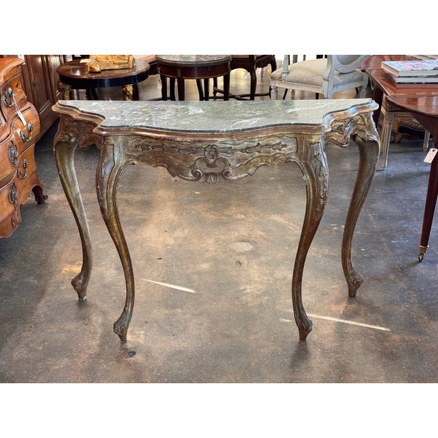 French 19th Century French Giltwood Console With Marble Top For Sale - Image 3 of 12