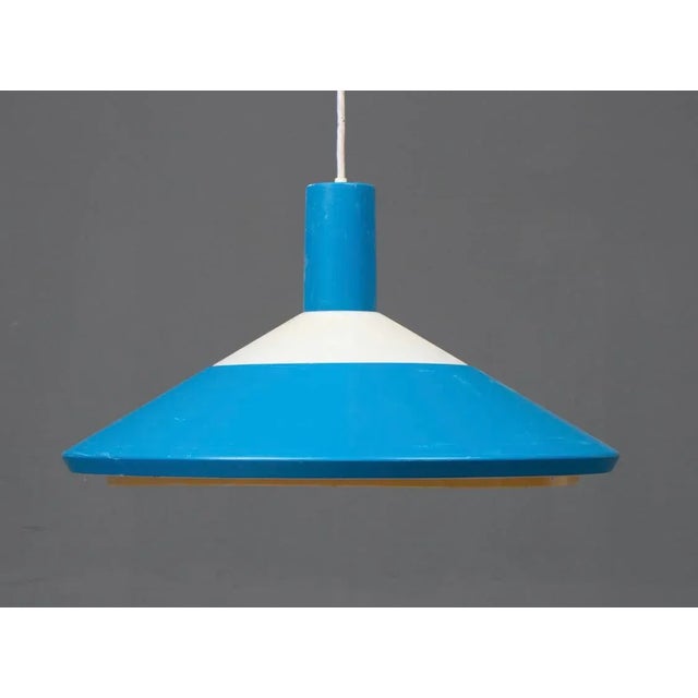 Vintage Azure Blue Class Pendulum Ceiling Lamp from Louis Poulsen, 1970s For Sale - Image 6 of 6