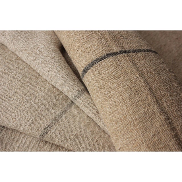 Vintage Grain Sack Fabric Hemp 8.1 Yds Gray Grey Striped Upholstery