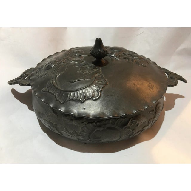 Vintage Kayserzinn Art Nouveau Pewter Dish & Lid For Sale - Image 4 of 13