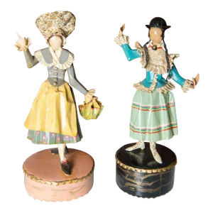 Figural Sculptures in Traditional Austrian Costumes by Lee Menichetti - A Pair