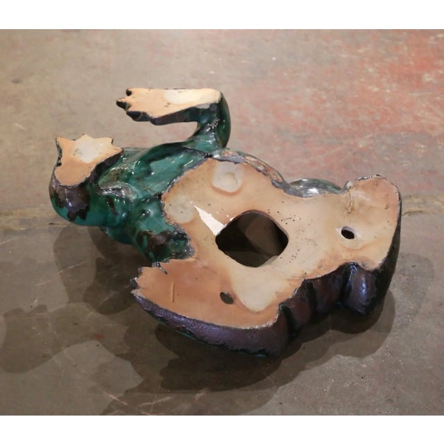 Late 20th Century Vintage French Carved and Painted Terracotta Frog Sculpture For Sale In Dallas - Image 6 of 7