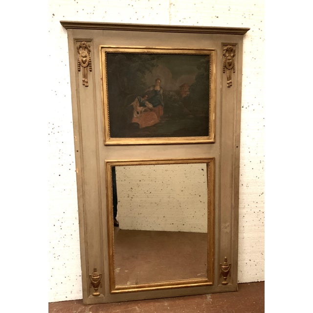 Louis XVI Style Trumeau in Patinated and Gilded Wood For Sale - Image 12 of 12