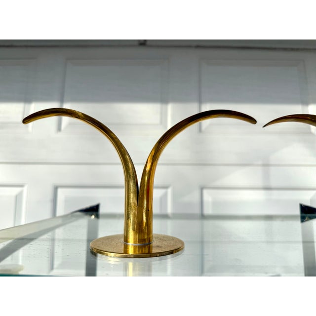 Mid-Century Modern Brass Candlestick Holders For Sale - Image 3 of 7