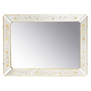 Etched and Reverse Gilt Mirrored Frame Art Deco Mirror With Foliate Detail For Sale