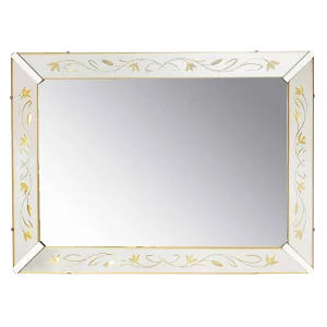 Etched and Reverse Gilt Mirrored Frame Art Deco Mirror With Foliate Detail
