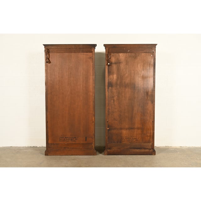 Davis Cabinet Co. French Regency Louis XVI Carved Cherry Wood Lighted Bookcases or Display Cabinets, Pair For Sale - Image 14 of 16