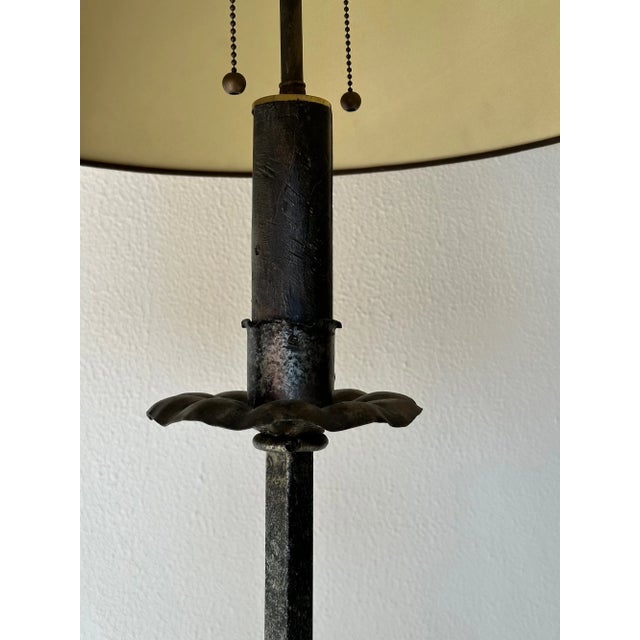 Spanish Silvered Iron Floor Lamp With Twisted Stem and Tripod Base, 1950s For Sale - Image 10 of 12