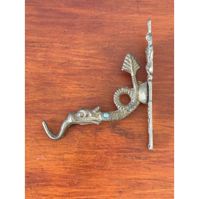Metal Vintage Ornate Sea Monster/ Dragon Brass Wall Hook For Sale - Image 7 of 10