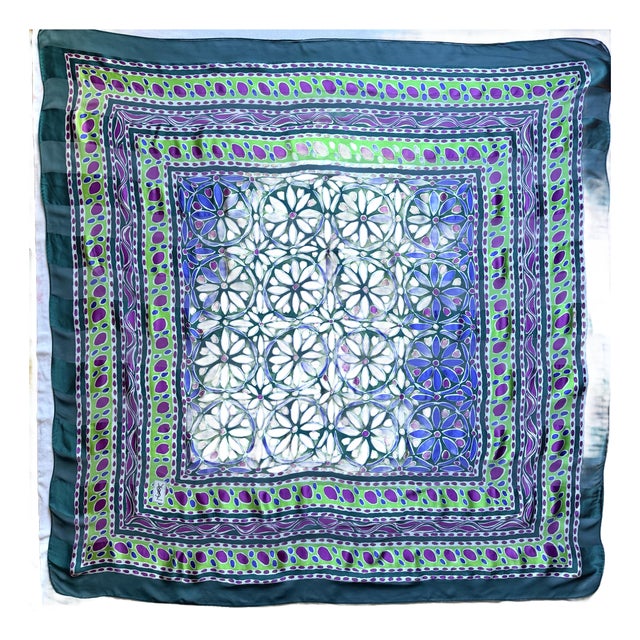 Yves Saint Laurent Silk Voile Scarf With Mosaic Design, 1980 For Sale