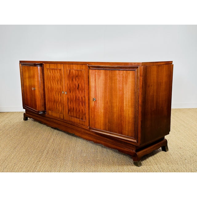 Art Deco French Walnut Sideboard by Jules Leleu, 1930s For Sale - Image 6 of 17
