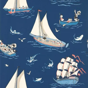 Sanderson Donald Nautical Wallpaper in Night Fishing - a Sample