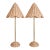 Coastal Lillian August Parasol Rattan Table Lamps With Scalloped Shades — A Pair For Sale