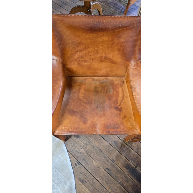 1970s Pair of Cab 413 Armchairs in Cognac Leather by Mario Bellini for Cassina For Sale - Image 16 of 17