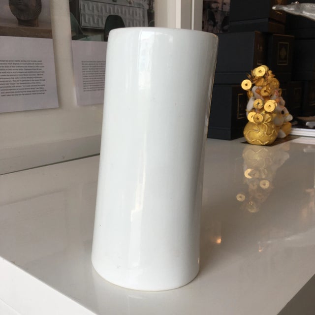 Ceramic Vova Art White Abstract Ceramic Vase Signed and Dated For Sale - Image 7 of 9