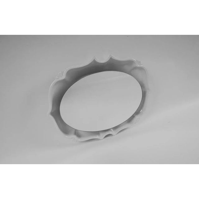 White Backlight Ceramic Mirror from Pan-Keramik, Germany, 1960s For Sale - Image 4 of 10