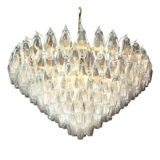 Handmade Crystal Polyhedron Glass Chandelier, 1962 For Sale