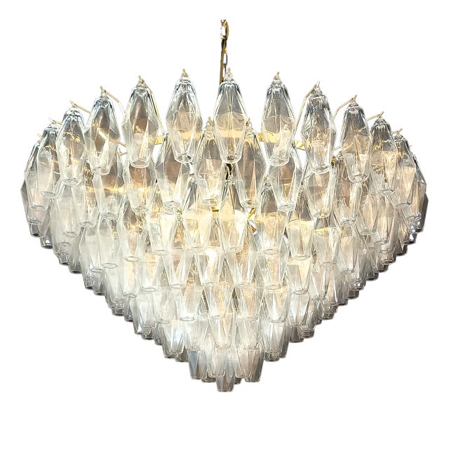 Handmade Crystal Polyhedron Glass Chandelier, 1962 For Sale